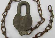 Antique Lock YALE & TOWNE MFG Co. LARGE Brass Model 927 RAILROAD LOCK w/Chain picture