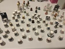 Lot Of 80+ Vintage Thimble's ceramic and metal various sizes, colors, themes picture