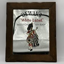 Bar Mirror Dewer’s White Label Scotch Whiskey Glass Vintage Sign 12”x 10” picture