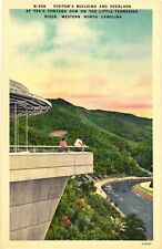 Visitor's Building & Overlook, TVA's Fontana Dam Western North Carolina Postcard picture