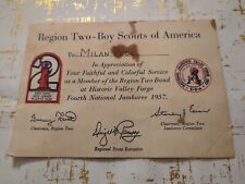 1957 BOY SCOUTS OF AMERICA CERTIFICATE VALLEY FORGE NATIONAL JAMBOREE VTG RARE picture