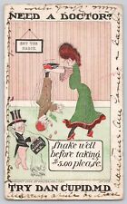Postcard Comic Humor Need a doctor? Dan Cupid MD c 1908? picture