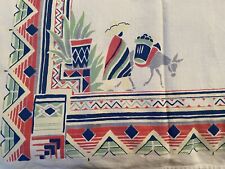 Vintage Tablecloth Aztec/ Spanish Look Print 48 X50  picture