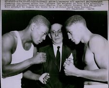 LG867 1959 Wire Photo VIRGIL AKINS DON JORDAN Welterweight Boxing Fighters STL picture