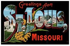 St. Louis MO Missouri Large Letter Greeting c1945 Vintage Linen Postcard-N2-22 picture