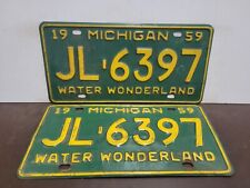 PAIR 1959 1960 1961 Michigan  License Plate Tag picture