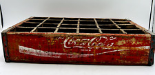 Vintage Coca-Cola Coke Red Wood 24 Bottle Crate Wooden Carrier picture