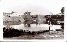 EKC RPPC Real Photo Postcard QC Saint Calixte Fishing Lake Canoe 1930s K30 picture
