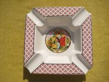 ROMEO Y JULIETA LARGE SQUARE CERAMIC WHITE RED GOLD CIGAR ASH TRAY 9.25X9.25 picture