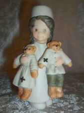 Vintage 1999 Bahner Porcelain Little Girl Teddy Bear First Aid Nurse Figurine picture