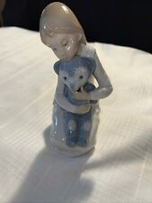 VINTAGE RETIRED NAO LLARDO YOUNG GIRL HOLDING TEDDY BEAR PORCELAIN FIGURINE picture