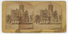 c1900's Stereoview Lincoln Park Fountain and First Baptist Church Portland, ME picture