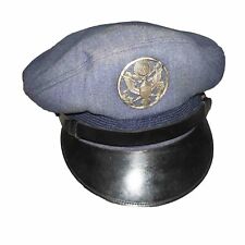 Air Force Hat Dress Officers Peaked Cap Size 7 Vintage Badge Military USAF Blue picture