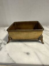 vintage Solid brass Footed square Bonsai Planter Rectangular Pot Plate Bowl Rare picture