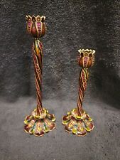 Jay Strongwater Pair Of Red Arabesque Tulip Candlesticks picture