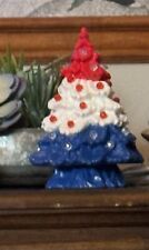 Ceramic Patriotic Christmas Tree 8” Done In Acrylic With High Gloss Sealer. picture