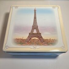 Vintage Large Cracker  Tin w/ the EIFFEL TOWER & other French Scenes picture