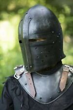Larp 18ga Steel Medieval Suger Loaf Helmet Knight Warrior Great Helmet picture