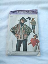 Cut 1976 Simplicity 7706 Women's Medium Pullover Top And poncho Jiffy picture