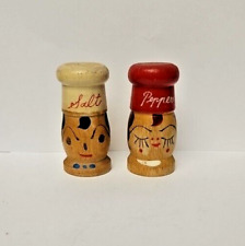 Vintage Salt and Pepper Shakers Wood Wooden Hand Painted Japan picture
