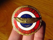 Northwest AIRLINES 1950's Captain Pilot Cap Hat Badge Leaven US Air Mail picture