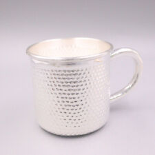 Pure Real S999 Silver TeaCup Crafts Healthy Handle Silver Shine Water Cup   picture