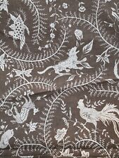 CHINA SEAS: “INDRAMAYU REVERSE” BROWN ON TINTED LINEN. 3 yards. picture