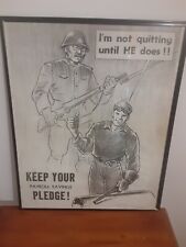World War 2  Original framed  Vintage Propaganda Poster ,Measures 17