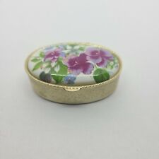 Vinatge Porcelain Floral Silver Pill Box  picture