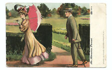 Pretty Lady Gentleman Comic Postcard Attractive Parasol Vintage PENDER NE c1907 picture