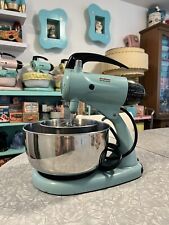 Vintage 1950s Sunbeam Mixmaster Turquoise Blue  Aqua Stand Mixer. Tested. Works. picture