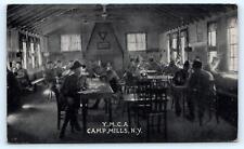 CAMP MILLS, NY New York ~ Y.M.C.A. INTERIOR c1910s Military WW1 Era Postcard picture