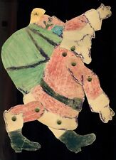 Old Vintage Home-Made mechanical jointed paper Santa Claus picture