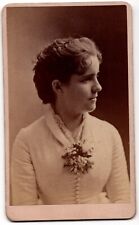 ANTIQUE CDV C. 1890s HOWLAND GORGEOUS YOUNG LADY IN WHITE DRESS CINCINNATI OHIO picture