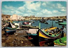 Postcard Malta Marsaxlokk sailboats c1966  3C picture