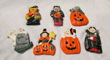 Halloween Magnet Set Vintage Lot of 7 JOL Ghost Witch Cat Etc. 3 1/2 in. picture