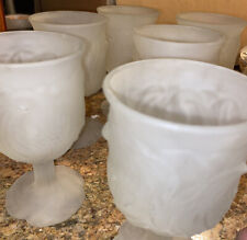 Vintage Avon Frosted Water Glass Wine Goblet, Set Of 6, MINT picture