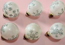 Vintage Hand Blown Glass White Glitter Snowflake Christmas Ornament 2.5” Antique picture