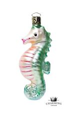 Vintage Germany CHRISTBORN Seahorse Hand Painted Glass Christmas Ornament picture