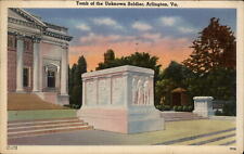 Arlington Virginia Unknown Soldier Tomb sunset mailed 1954 vintage postcard picture