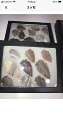 1x Native American Arrowhead  Points Set Of 9 Glass Case Spearheaded Teacher Dis picture