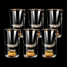 6 Pack 10Ml (0.33 Oz) Shot Glasses, Crystal Shot Glass Set Decorated with 24K Go picture