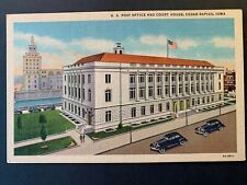 Linen Postcard Cedar Rapids IA - c1940s Post Office and Court House picture