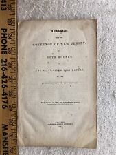 1845 New Jersey Governor Message Vintage Missing Cover Trenton picture