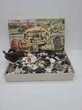 Vintage Box Of Buttons Vintage Hersheys Box Bone Abalone Wood Stone Brass 2.5lbs picture