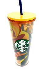 New Starbucks Tropical Venti Cold Cup Tumbler Floral Orange Aqua Purple Mug 24OZ picture