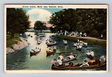 Detroit MI- Michigan, Grand Canal, Belle Isle, Antique, Vintage Postcard picture
