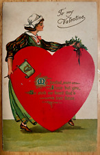 Vintage Victorian Postcard 1914 To My Valentine - Big Heart picture