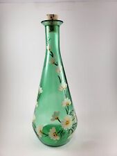 Hand Painted Bottle Green W/ White Flowers 11