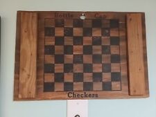 Vintage Anheuser Bush Budweiser Beer Bottle Cap Checkers/Chess Board Wood picture